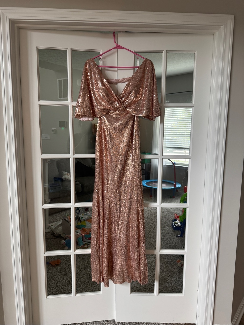 Rose Gold Sequin Evening Gown - Unbranded